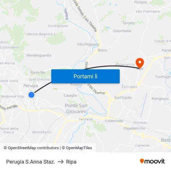 Perugia S.Anna Staz. to Ripa map