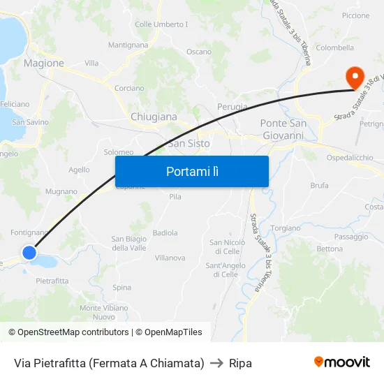 Via Pietrafitta (Fermata A Chiamata) to Ripa map