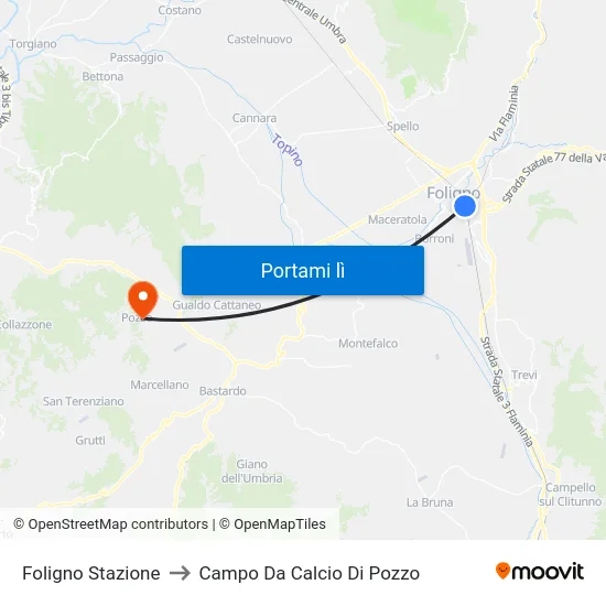 Foligno Stazione to Campo Da Calcio Di Pozzo map
