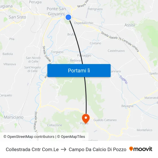 Collestrada Cntr Com.Le to Campo Da Calcio Di Pozzo map