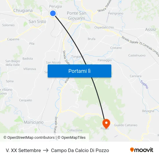 V. XX Settembre to Campo Da Calcio Di Pozzo map