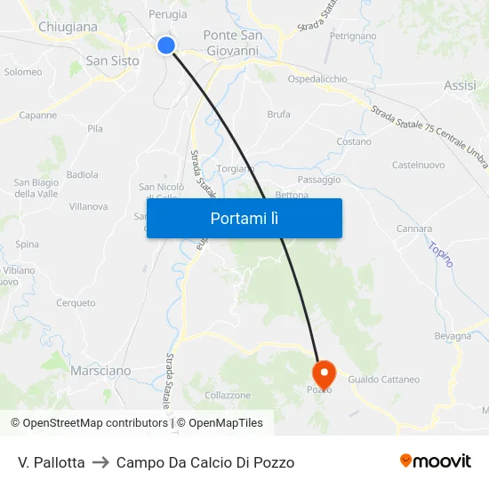 V. Pallotta to Campo Da Calcio Di Pozzo map