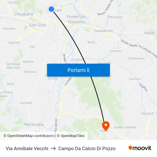 Via Annibale Vecchi to Campo Da Calcio Di Pozzo map