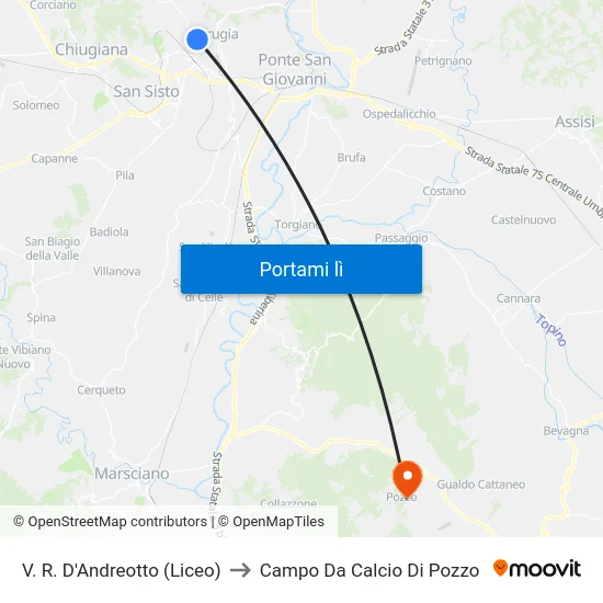 V. R. D'Andreotto (Liceo) to Campo Da Calcio Di Pozzo map