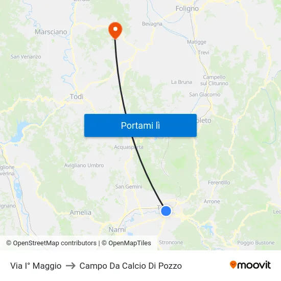 Via I° Maggio to Campo Da Calcio Di Pozzo map