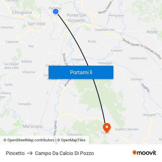 Pincetto to Campo Da Calcio Di Pozzo map