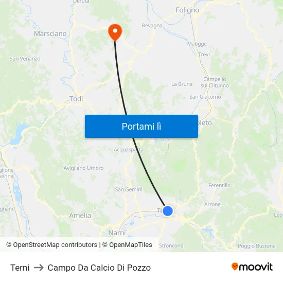 Terni to Campo Da Calcio Di Pozzo map