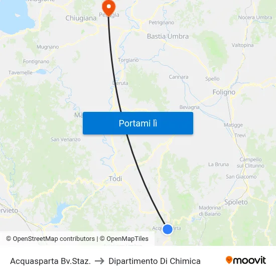 Acquasparta Bv.Staz. to Dipartimento Di Chimica map