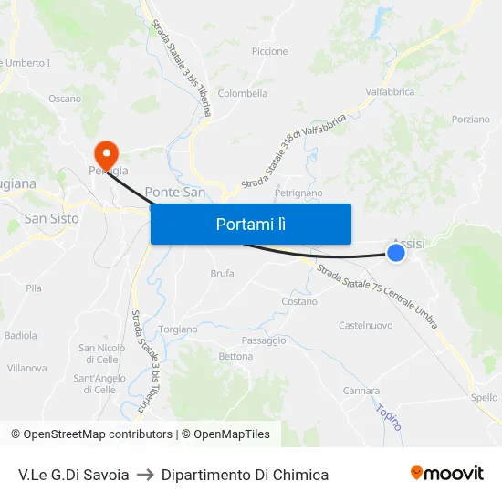 V.Le G.Di Savoia to Dipartimento Di Chimica map
