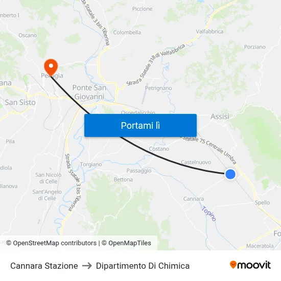 Cannara Stazione to Dipartimento Di Chimica map