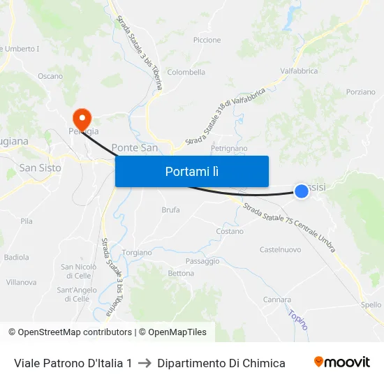 Viale Patrono D'Italia 1 to Dipartimento Di Chimica map