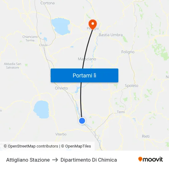 Attigliano Stazione to Dipartimento Di Chimica map