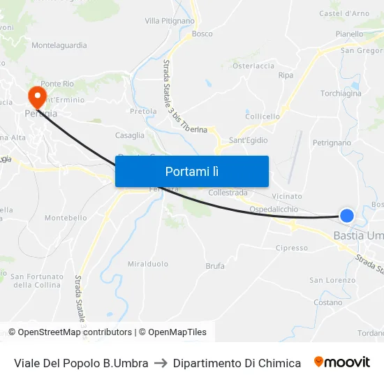Viale Del Popolo B.Umbra to Dipartimento Di Chimica map