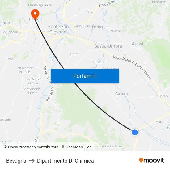 Bevagna to Dipartimento Di Chimica map