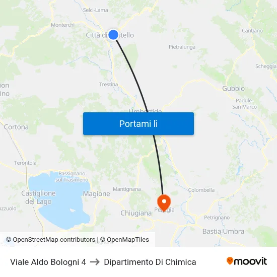 Viale Aldo Bologni 4 to Dipartimento Di Chimica map