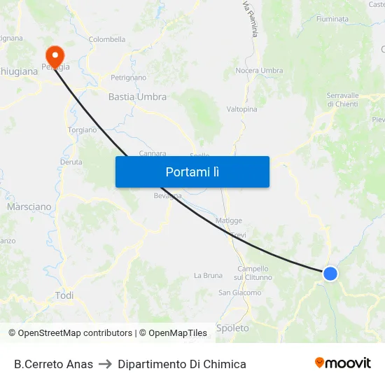 B.Cerreto Anas to Dipartimento Di Chimica map