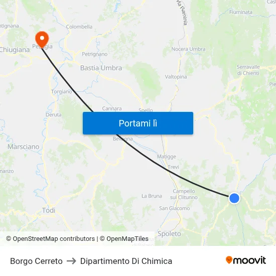Borgo Cerreto to Dipartimento Di Chimica map