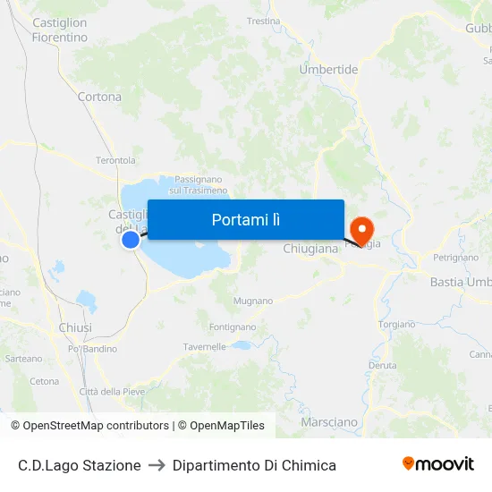 C.D.Lago Stazione to Dipartimento Di Chimica map