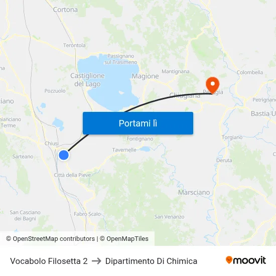 Vocabolo Filosetta 2 to Dipartimento Di Chimica map