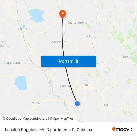 Località Poggiolo to Dipartimento Di Chimica map