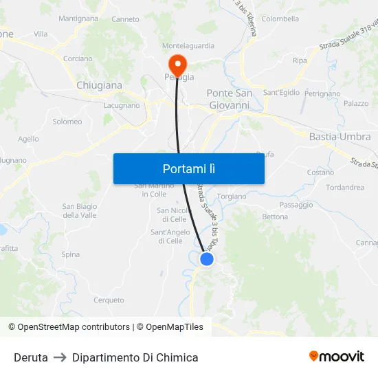 Deruta to Dipartimento Di Chimica map