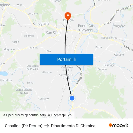 Casalina (Dir.Deruta) to Dipartimento Di Chimica map