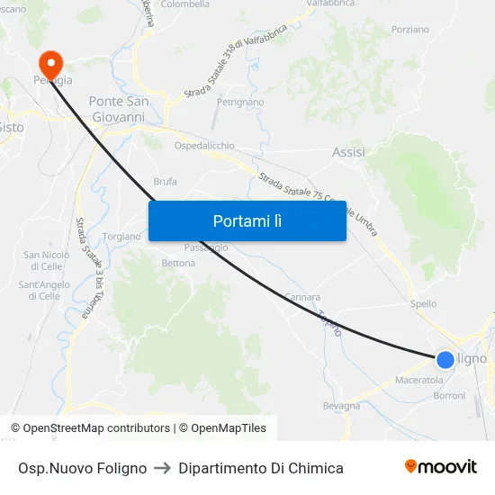 Osp.Nuovo Foligno to Dipartimento Di Chimica map