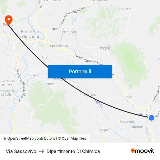 Via Sassovivo to Dipartimento Di Chimica map