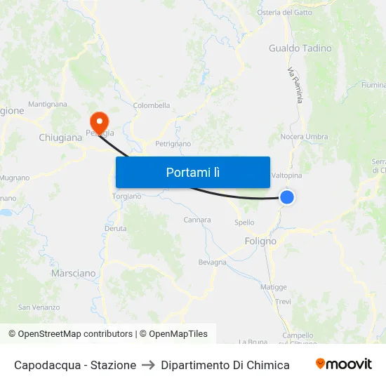 Capodacqua - Stazione to Dipartimento Di Chimica map