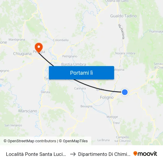 Località Ponte Santa Lucia 2 to Dipartimento Di Chimica map