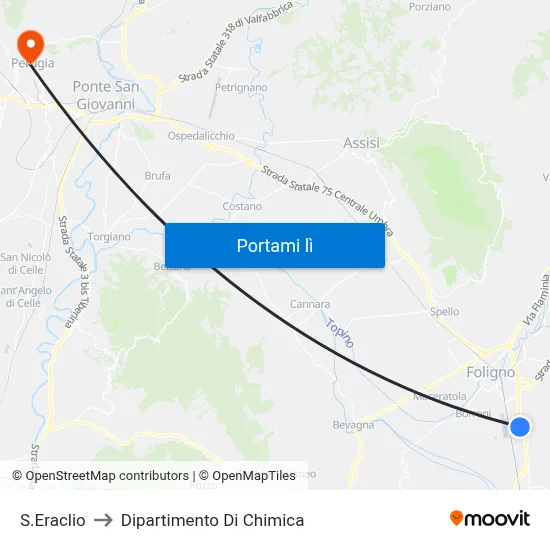 S.Eraclio to Dipartimento Di Chimica map