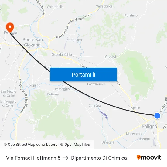 Via Fornaci Hoffmann 5 to Dipartimento Di Chimica map