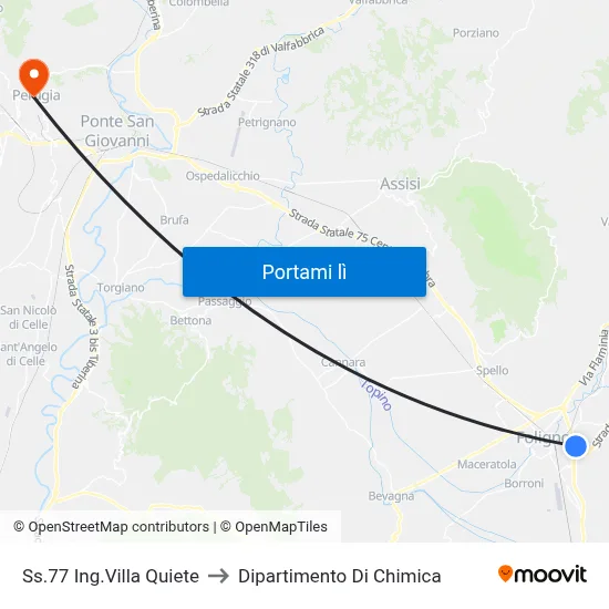 Ss.77 Ing.Villa Quiete to Dipartimento Di Chimica map