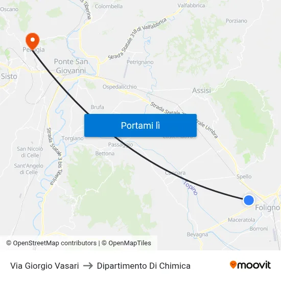 Via Giorgio Vasari to Dipartimento Di Chimica map