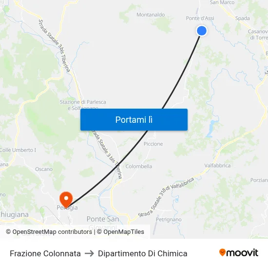Frazione Colonnata to Dipartimento Di Chimica map