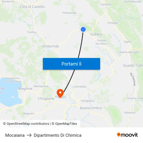 Mocaiana to Dipartimento Di Chimica map