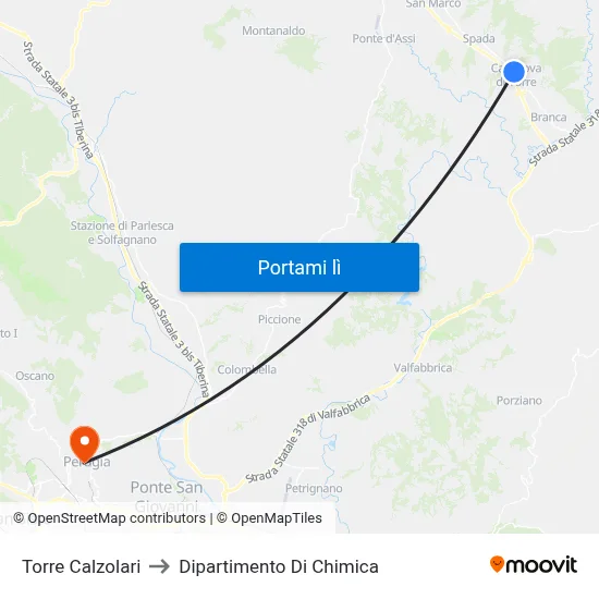 Torre Calzolari to Dipartimento Di Chimica map