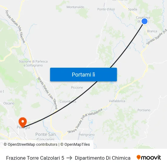 Frazione Torre Calzolari 5 to Dipartimento Di Chimica map