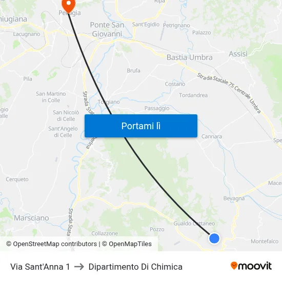 Via Sant'Anna 1 to Dipartimento Di Chimica map