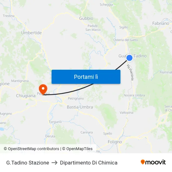 G.Tadino Stazione to Dipartimento Di Chimica map