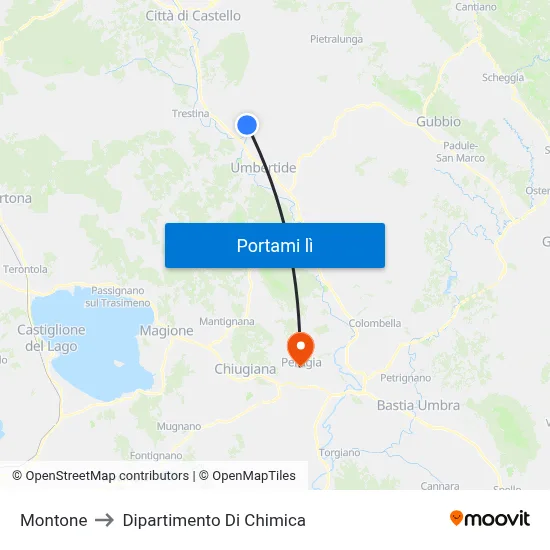 Montone to Dipartimento Di Chimica map