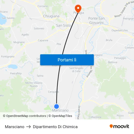 Marsciano to Dipartimento Di Chimica map
