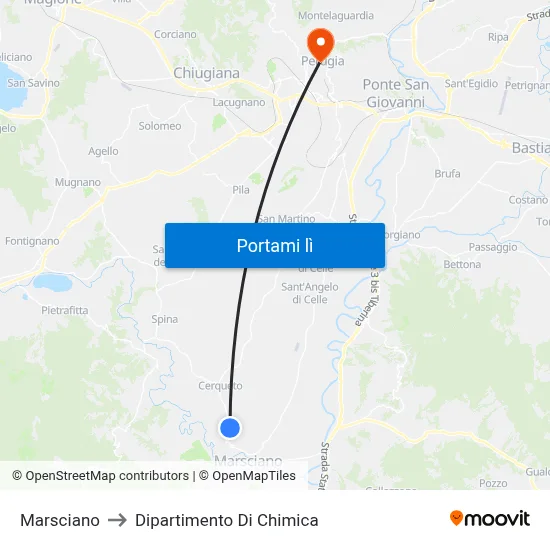 Marsciano to Dipartimento Di Chimica map