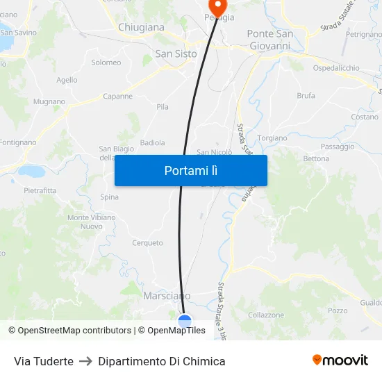 Via Tuderte to Dipartimento Di Chimica map