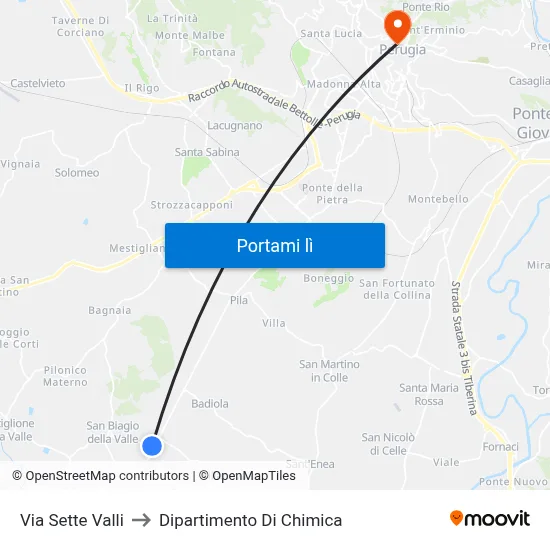 Via Sette Valli to Dipartimento Di Chimica map