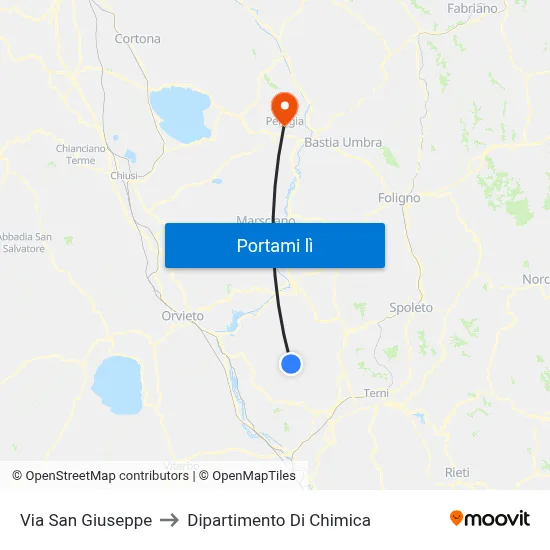 Via San Giuseppe to Dipartimento Di Chimica map