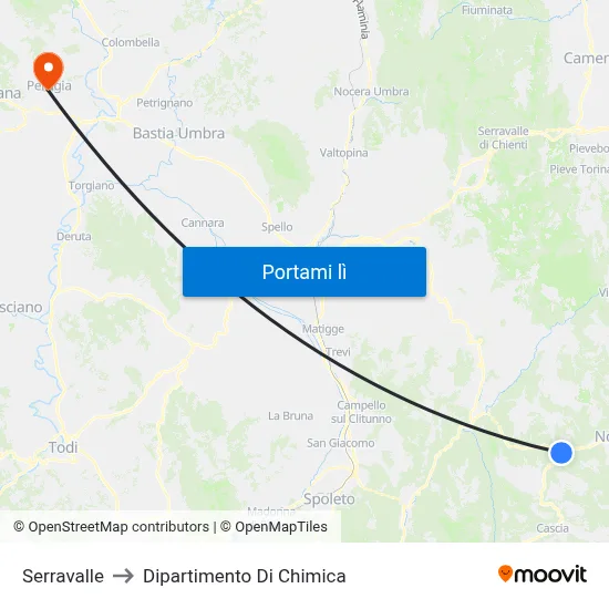 Serravalle to Dipartimento Di Chimica map