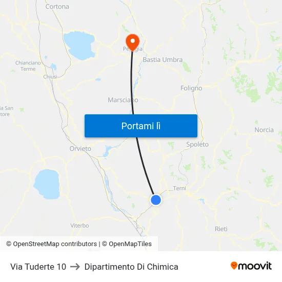 Via Tuderte 10 to Dipartimento Di Chimica map