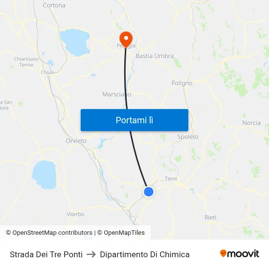 Strada Dei Tre Ponti to Dipartimento Di Chimica map
