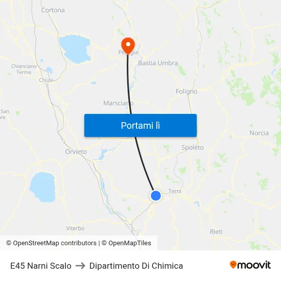 E45 Narni Scalo to Dipartimento Di Chimica map